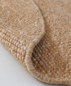 Round wool rug - Silvull cognac - close up, thumbnail