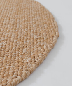 Round wool rug - Silvull cognac - close up, thumbnail