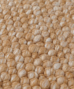Round wool rug - Silvull cognac - close up, thumbnail