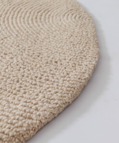 Round wool rug - Tvist licht beige - close up, thumbnail